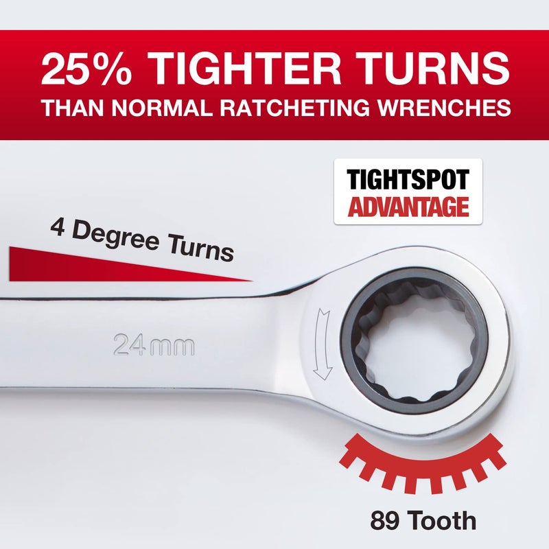 Jaeger 24 mm TIGHTSPOT Ratchet Wrench with Precision Movement and Hardened, Polished Steel for Projects with Metric Tight Spaces - Image 4